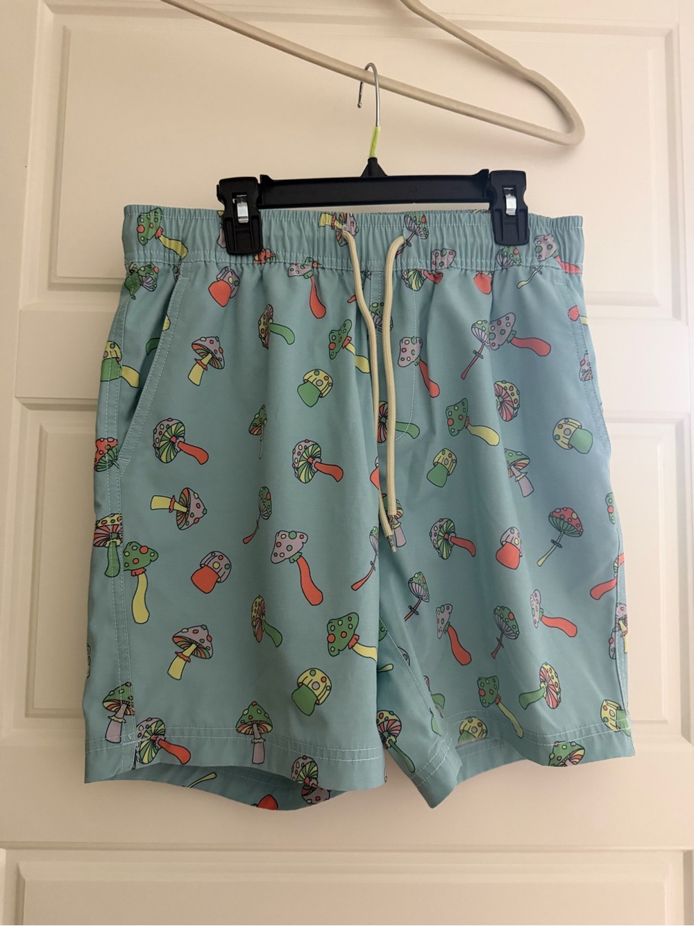 Men's Light Blue Mushroom Print Swim Trunks